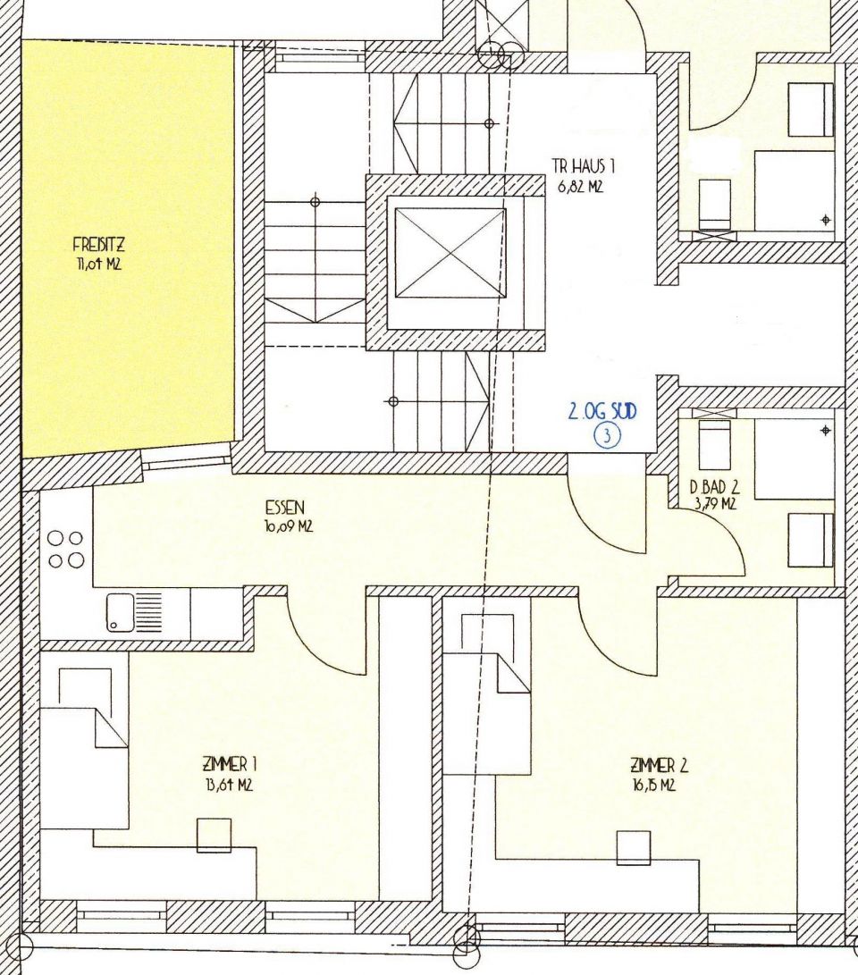 Tolle 2 Zimmer Stadt - Wohnung ( mit kleiner Hinterhofterrasse )
